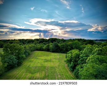 Rural Kentucky Aerial Summer Sunset 