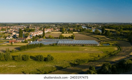 Rural landscape in East Flanders, Belgium - Aerial View