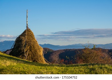 Rural landscape with a haystack