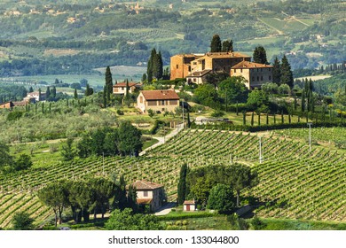 Rural landscape in Tuscany, near San Gimignano medieval village. Italy.