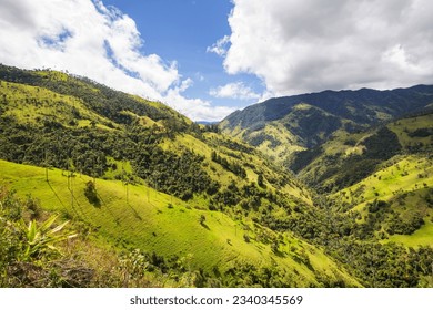 Rural landscapes in green colombian mountains