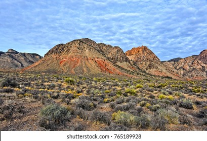 Rural Mountainous Desert Landscape In Nevada. USA.