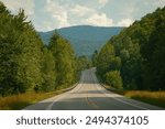 Rural road in the Adirondack Mountains near Indian Lake, New York