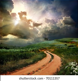 Rural road and the blue sky - Powered by Shutterstock