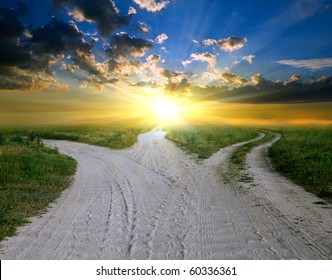 rural road to sunset