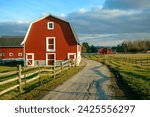 Rural scene with barns at Knox Farm State Park, East Aurora, New York