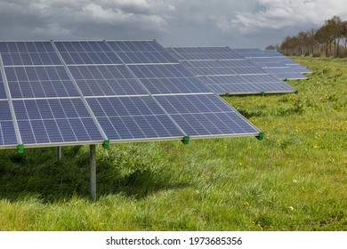 Rural Solar Park Near Emmeloord In The Netherlands