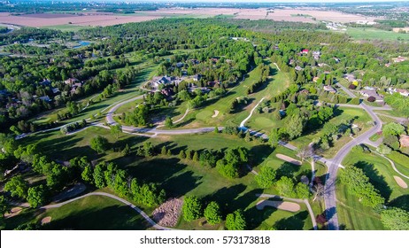 Rural Subdivision Aerial Skyline Shot