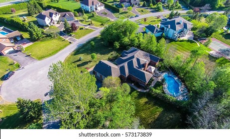 Rural Subdivision Aerial Skyline Shot