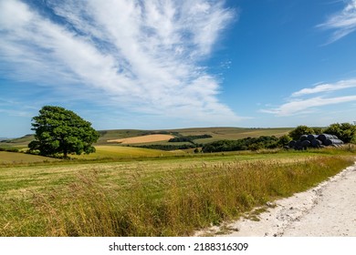 A Rural Sussex Summer Landscape With A Blue Sky Overhead