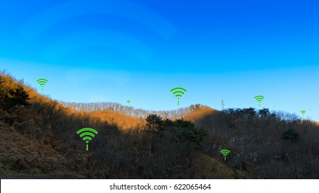 Rural Territory Wireless Connection Concept Illustrated By WIFI Icon