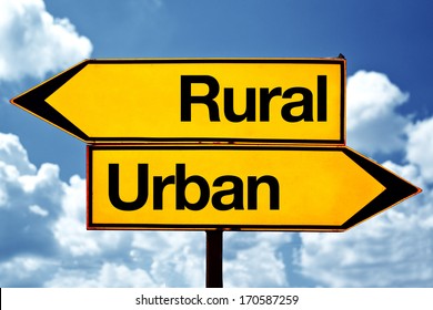 Rural Versus Urban Opposite Signs Stock Photo 170587259 | Shutterstock