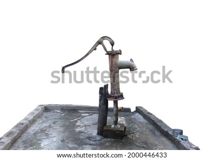 Rural water handpump isolated on white background. Including floor. 商業照片 © 