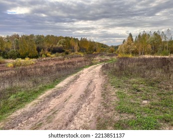 Rural Way In Country Side. Autumn Season