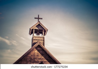Rural wood church cross 