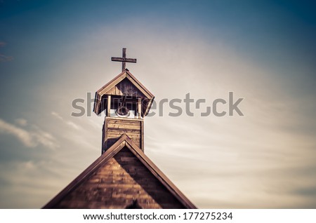 Rural wood church cross 