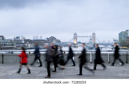 Rush Hour, City Workers Going To Work