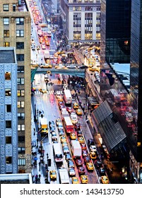 Rush Hour On 42nd Street In New York City