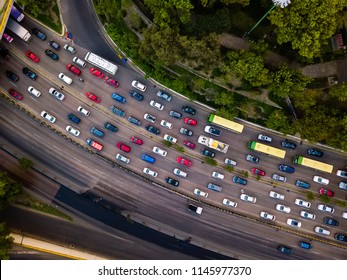 Rush Hour Traffic Jam Aerial Drone Shot