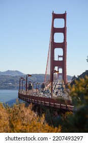 Rush Hour Traffic On Golden Gate, Landmark Bridge From San Francisco. Traffic In California, Transportation Industry In United States, 2022.