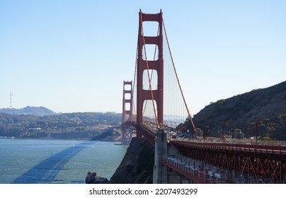 Rush Hour Traffic On Golden Gate, Landmark Bridge From San Francisco. Traffic In California, Transportation Industry In United States, 2022.