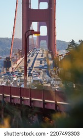 Rush Hour Traffic On Golden Gate, Landmark Bridge From San Francisco. Traffic In California, Transportation Industry In United States, 2022.