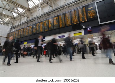 Rush Hour At Waterloo Train Station, London