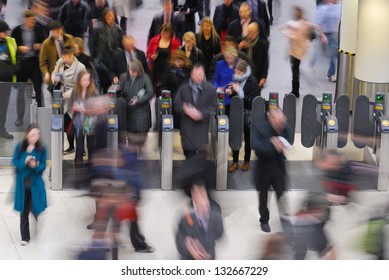 Rush Hour At Waterloo Train Station, London