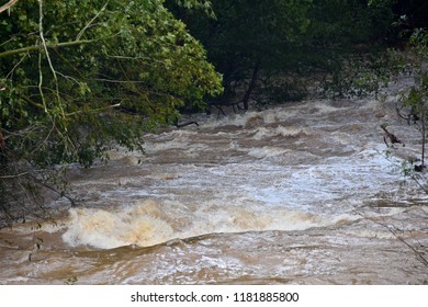 Rushing Flood Water Due To Hurricane Florence North Carolina USA September 2018