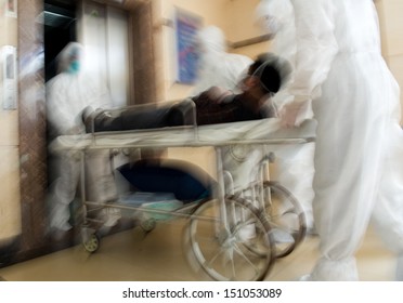 Rushing A Patient To The Emergency Room. Motion Blur