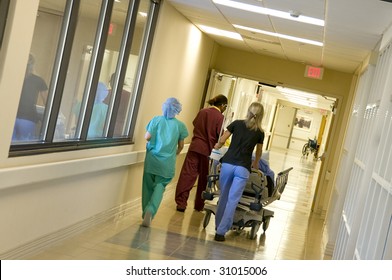 Rushing A Patient To The Hospital Emergency Operating Room For Surgery Providing Modern Health Care