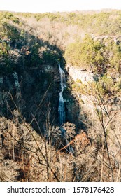 Rushing White Waterfall On Mountain Gorge Rising Fawn Georgia