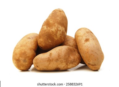 A russet potato on white background  - Shutterstock ID 258832691
