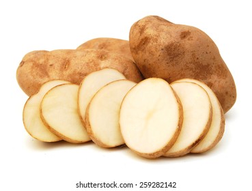 A Russet Potato On White Background 