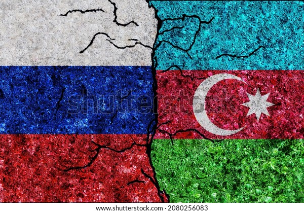 Russia and Azerbaijan painted flags
on a wall with grunge texture. Russia and Azerbaijan conflict.
Azerbaijan and Russia flags together. Russia vs
Azerbaijan