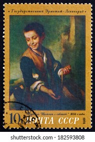 RUSSIA - CIRCA 1972: A Stamp Printed In The Russia Shows Boy With Dog, Painting By Bartolome Esteban Murillo, Circa 1972