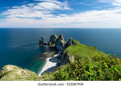 Russia Far East Region Sea Of Japan. Cape By Name Four Cliff Russia Primorsky Krai.