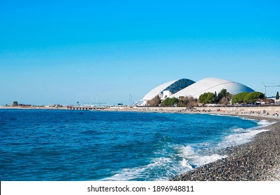 Russia - January 1 2017 Sochi Olympic Park. Embankment Of Adler, Stadium Fisht