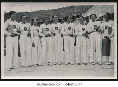 RUSSIA KALININGRAD, 8 DECEMBER 2016: Postcard Printed By Germany Shows 1936 Summer Olympics Games Germany, Circa 1936