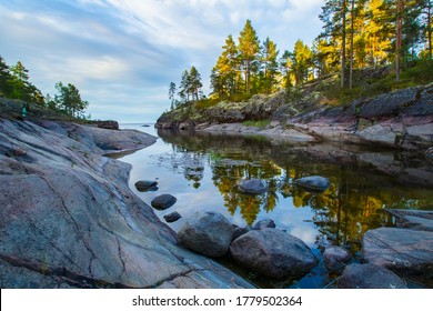 Russia. Karelia. Karelian Skerries. Lake Ladoga. Channel Of Lake Ladoga With Stony Banks. Northern Nature. Travel To Karelia.