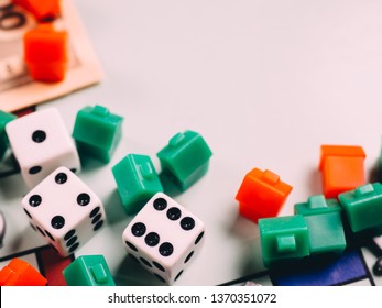 Russia, Kazan - April 3, 2019: Monopoly Board Game Pieces.