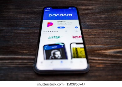 Russia, Kazan Sep 2 2019: Screenshot Of The Pandora Music Mobile App From Pandora Media, Inc. Icon On An IPhone.