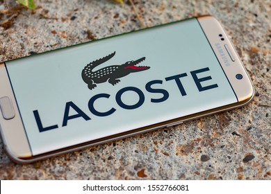 Russia, Kazan Sep 2 2019: Lacoste Logo On The Mobile Device. Lacoste Is A Clothing Company Based In Paris, France.