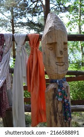 RUSSIA - KEMEROVO, June 11, 2022: Wooden Sculpture Of Pagan Idol. The Object Of Worship Of The Slavic Peoples In Siberia, Museum-reserve Tomsk Pisanitsa