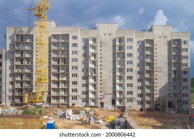 Russia Kostroma 07 01 2021 Construction Of A Multi-storey House Made Of Panels In Russia According To An Outdated.