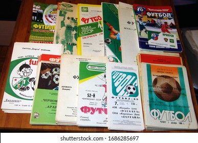                              Russia. Krasnodar. September, 2013. Football Programs Of The USSR In The 80's  