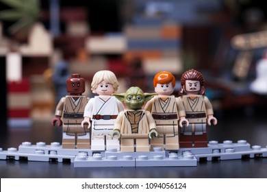 RUSSIA, May 16, 2018. Constructor Lego Star Wars. Jedi, Members Of The High Council, Mace Windu, Yoda, Obi-Wan Kenobi, Luke, Qui-Gon Jinn