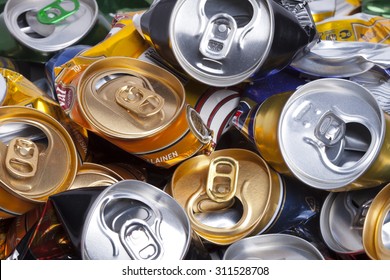 RUSSIA- MAY 16: the crumpled beer cans on May 16, 2011 in Russia - Shutterstock ID 311528708