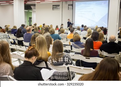 RUSSIA, MOSCOW -?? 07 DEC, 2014: Conference During Open Doors Day In British High School Of Design.