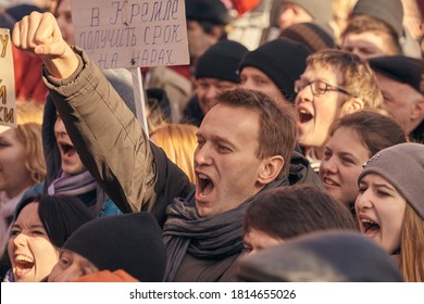 Russia Moscow Alexei Navalny opposition leader at a protest rally an emotional portrait of a politician March 10, 2012